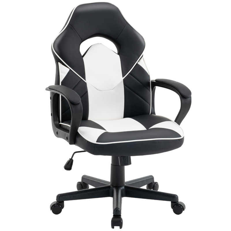 Ergonomic Gaming Chair With Paded Armrest Adjustable Tilt Tension & Tilt Lock, White