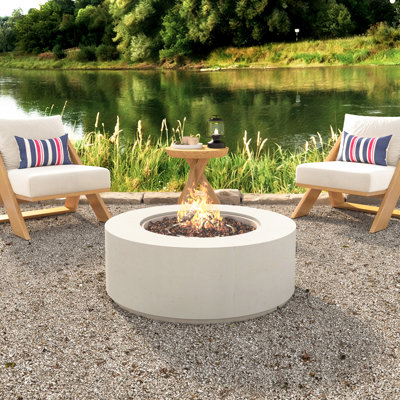 Foyer d'extérieur au propane - rond de 38,2 po avec finition en fausse pierre, table de foyer d'extérieur avec 50000 BTU, brûleur en acier, pierres de lave, couverture imperméable, convient au patio, à la cour arrière, au bord de la piscine