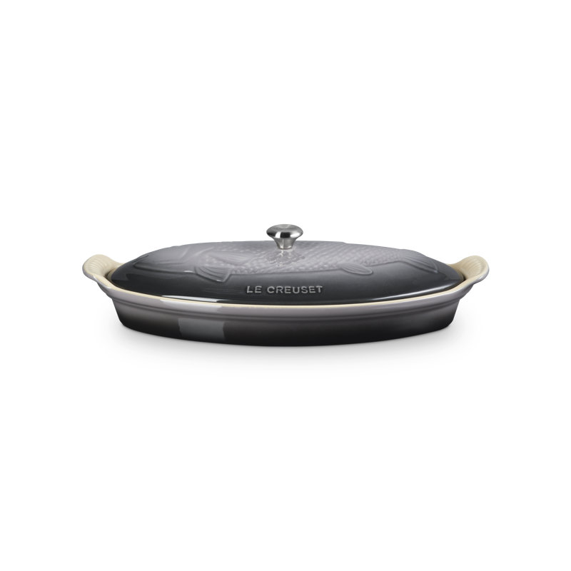 Le Creuset Stoneware Heritage Fish Baker, 1.7 Qt. - Cerise, Gray