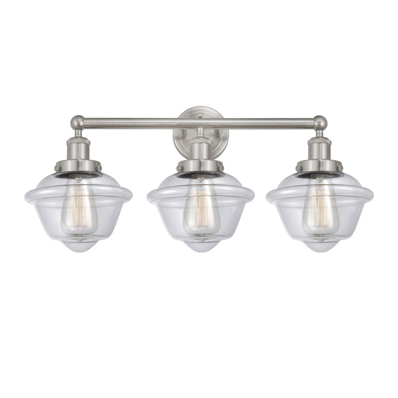 Éclairage pour meuble-lavabo à 3 lumières à intensité variable Grourke, Transparent, Nickel satiné brossé