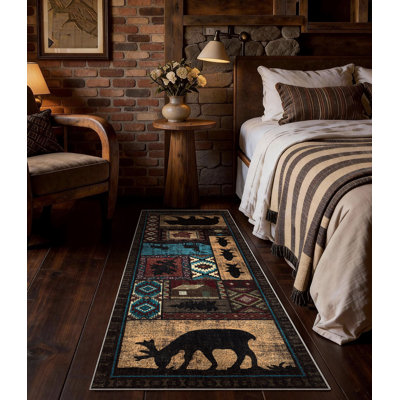 Tapis rustique lavable à la machine avec envers antidérapant Rustic Cabin Lodge