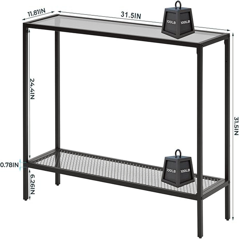 Larenz 11.8'' Glass Top Console Table