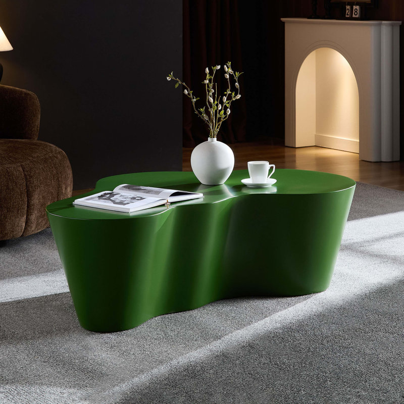 Table basse de 50 pouces de forme unique en fibre de verre robuste pour le salon, Vert