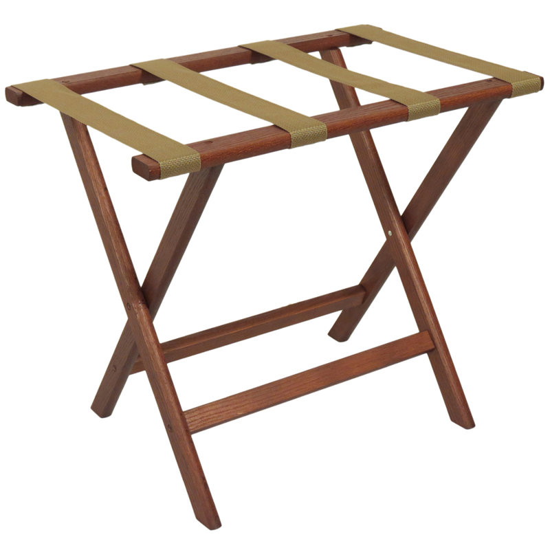 Porte-bagages pliable en bois, Brun clair, Acajou