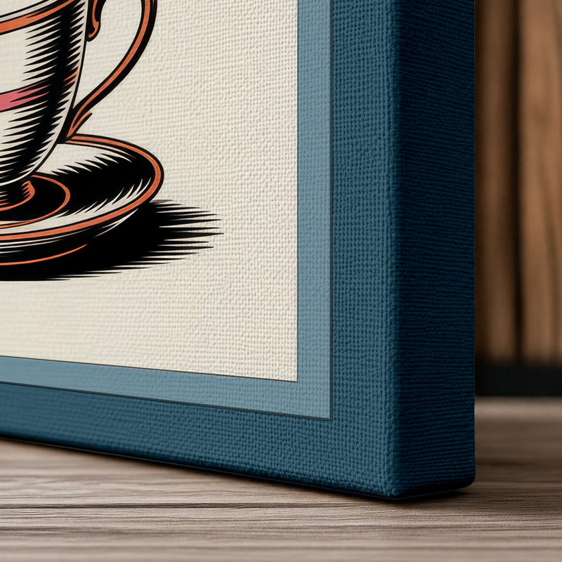 Teacup Tornado Surrealism - Wrapped Canvas, 24x16 - 61.0 x 40.6 cm, Teal Border