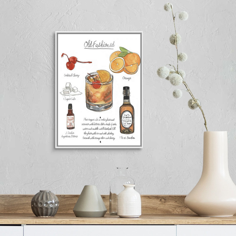«Classic Cocktail - Old Fashioned» par Naomi McCavitt, reproduction d'art sur toile, H 17,7 po x l 13,7 po x P 1,75 po