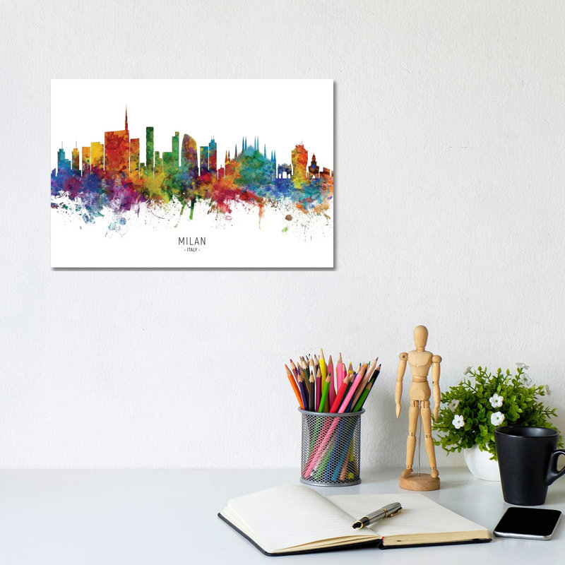 Milan Italy Skyline by Michael Tompsett - Wrapped Canvas Print, 20.32 cm H x 30.48 cm W