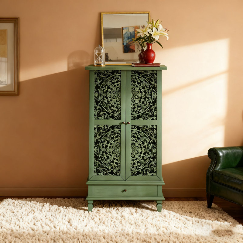 Armoire de rangement de 55 po de hauteur avec tiroir, Vert antique