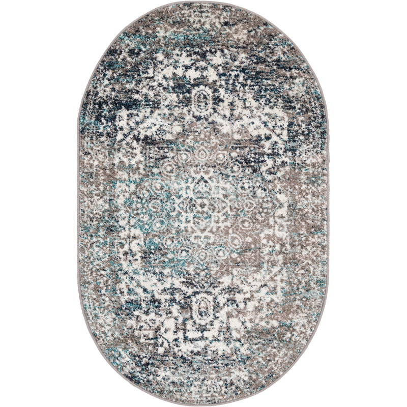 Oriental Area Rug, Oval 99 x 160cm