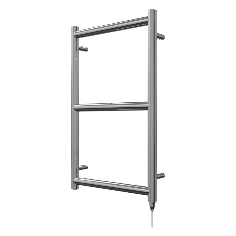 Contemporary Rail Heated Towel Rails, Dual Fuel, Chrome, 80cm H x 50cm W x 10cm D