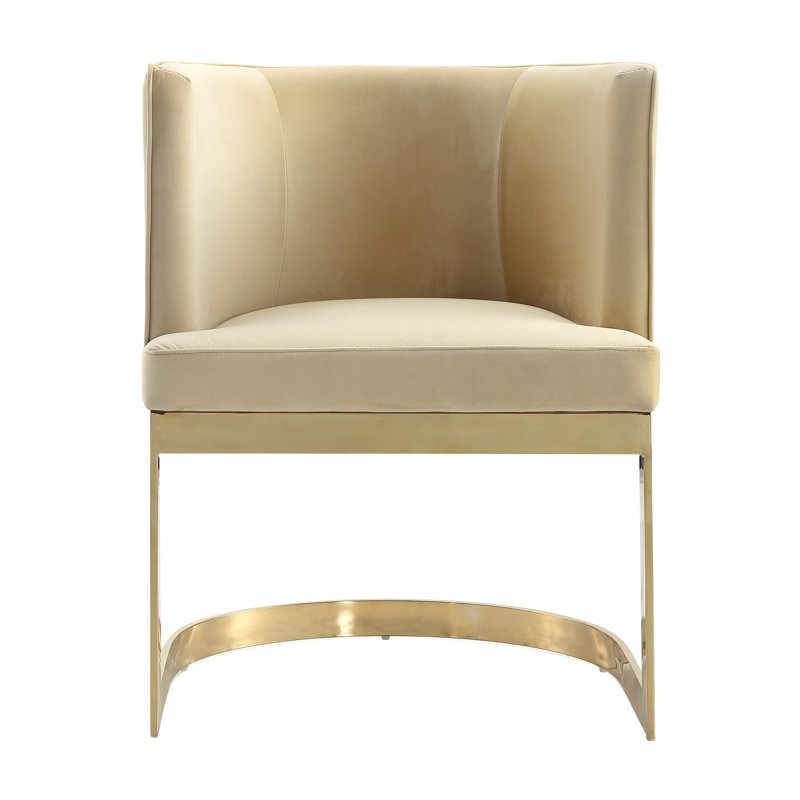 Chaise de salle à manger rembourrée en velours Aura, Sable