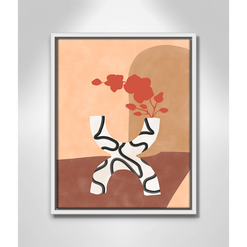 «Curved Elegance Print» par Ristova, L 12,5 po x H 15,5 po, Toile avec cadre, Flotteur blanc