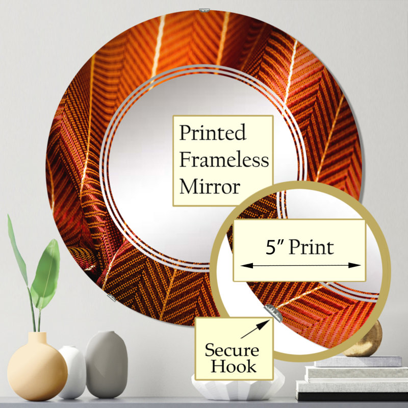 Tissu rouge rubis avec miroir doré à motif II, 24 po x 24 po