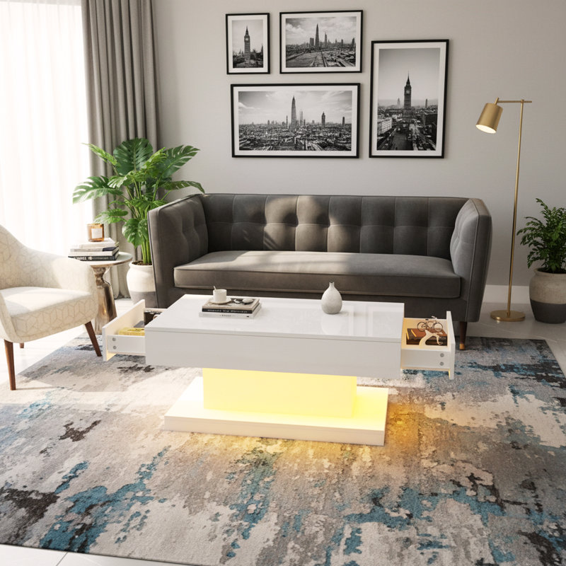 Pedestal Coffee Table with Storage