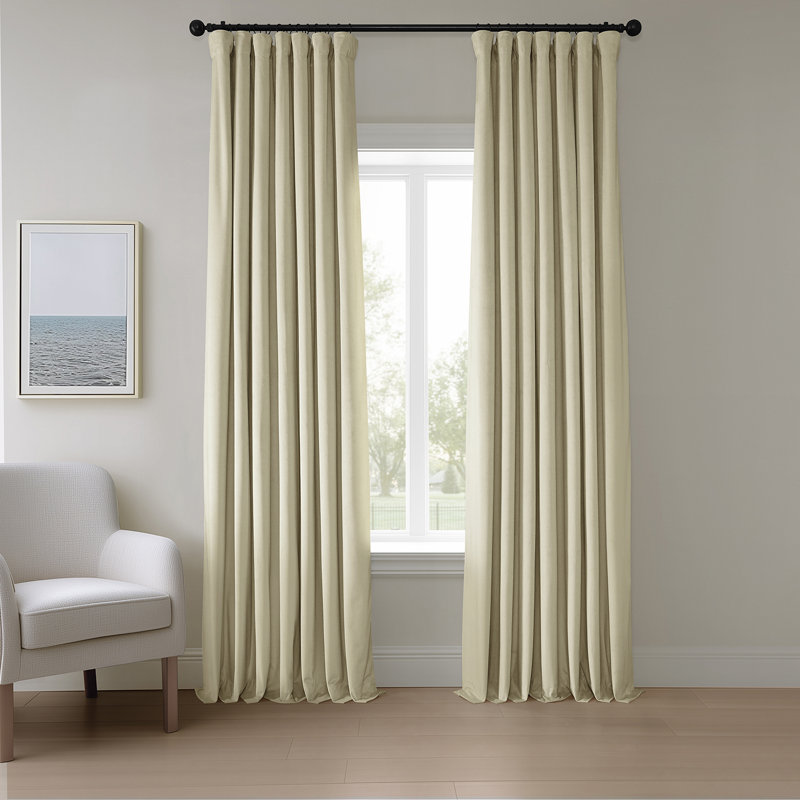 Matra Room Darkening Rod Pocket Single Curtain Panel, 50" W x 96" L, Au Lait Creme