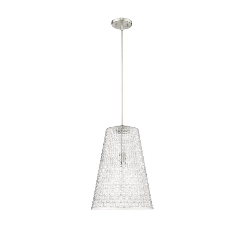 Luminaire suspendu conique à 1 lumière Cheston, Nickel brossé