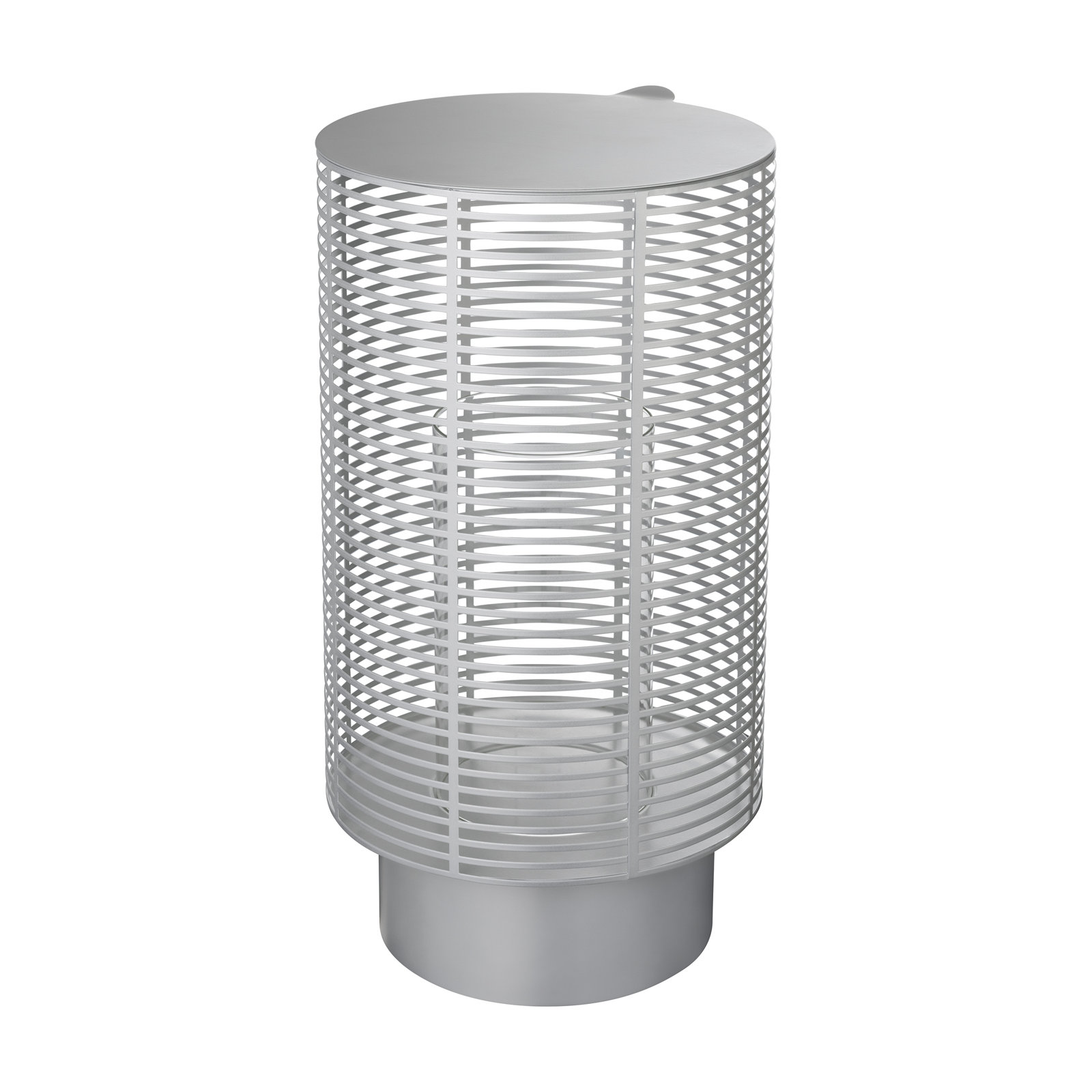 Olea Lantern Candle Holder, Silver Metallic, 18.9" x 10.2" W x 10.2" D