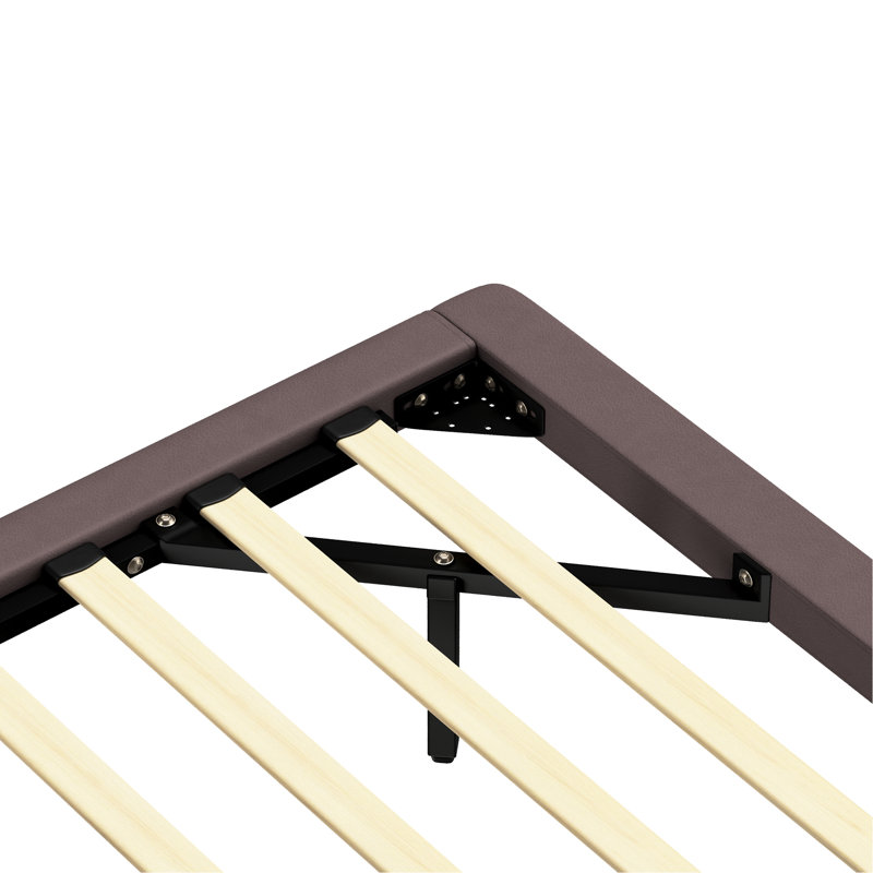 Structure de lit flottante avec lumière DEL, lit plateforme moderne en cuir de polyuréthane, aucun sommier requis, assemblage facile