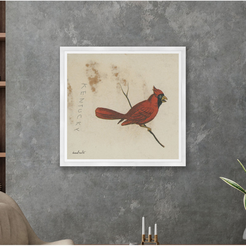 Cardinal Print, White Framed