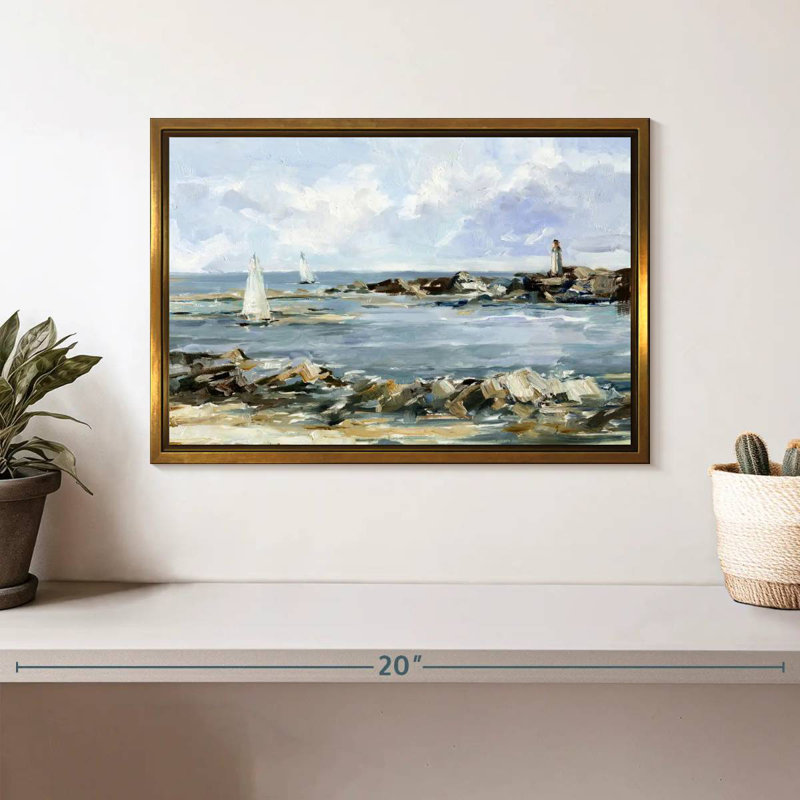 Côte rocheuse I, Cadre flottant doré, 13 po x 9 po