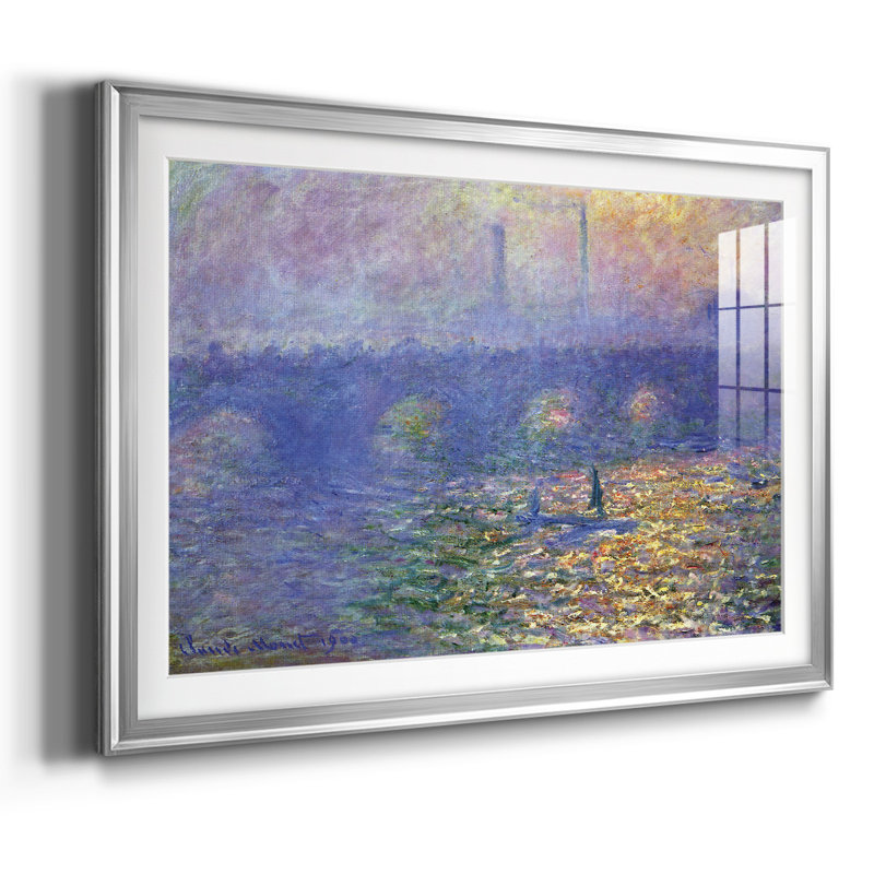 Waterloo Waterloo encadré sur papier par Monet, Argent, H 15 po x l 21 po x P 1,5 po