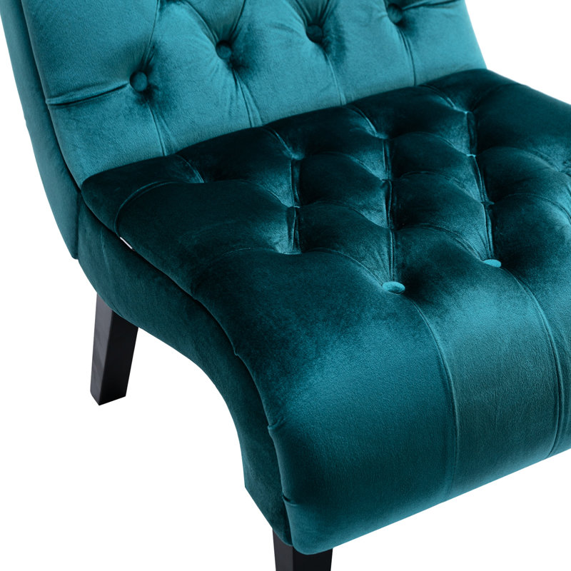 Siège moderne en velours avec tissu doux - Option de pieds de chaise noirs confortables pour le salon, Teal