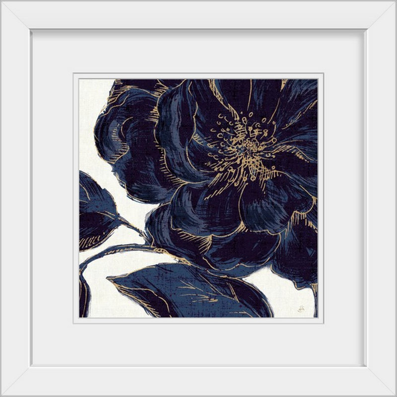 «Indigo Garden II», reproduction d'impression, Cadre blanc, H 20" x l 20" x P 1"