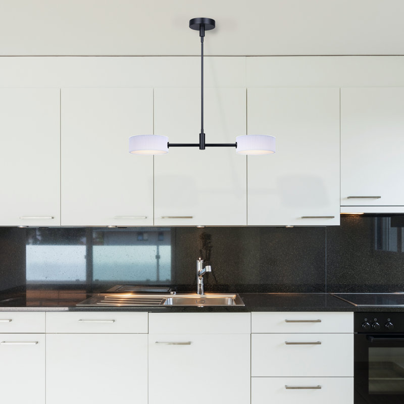 Luminaire suspendu pour îlot de cuisine à 2 lumières DEL noir mat Cabery