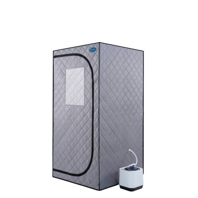 Portable Steam Grey Mini Plus - Spa personnel avec générateur et télécommande. Chaise pliable. Installation facile. Chauffage rapide. Ul accrédité. Tissu. 360 degrés. Element. Améliore la douceur de la peau