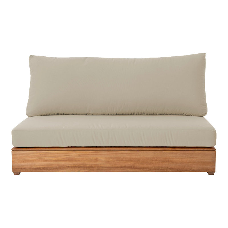 Arrindell 60'' Wide Rectangular Teak Patio Sectional with Sunbrella® Cushions, Antique Beige
