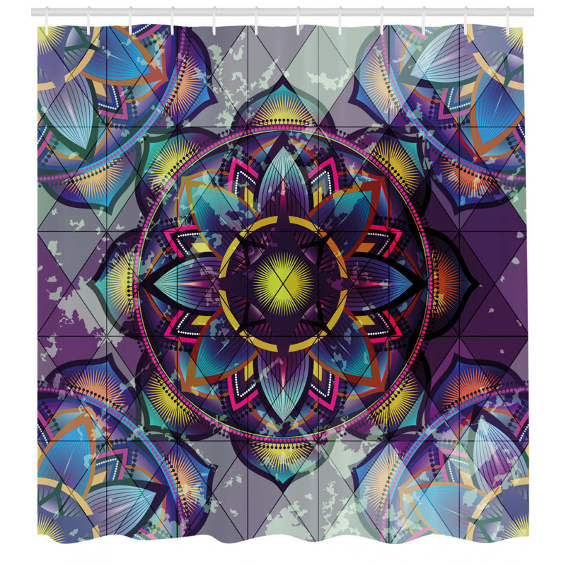 Ensemble de rideau de douche avec crochets lotus, H 84 po x l 69 po