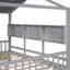 Lit en bois gris avec 2 tiroirs et tablette de rangement à l'arrière, maisonnette de jeu en bois-406946805
