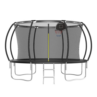 SENCHO GINSYTALIOR 12' Round Backyard Trampoline with Safety Enclosure