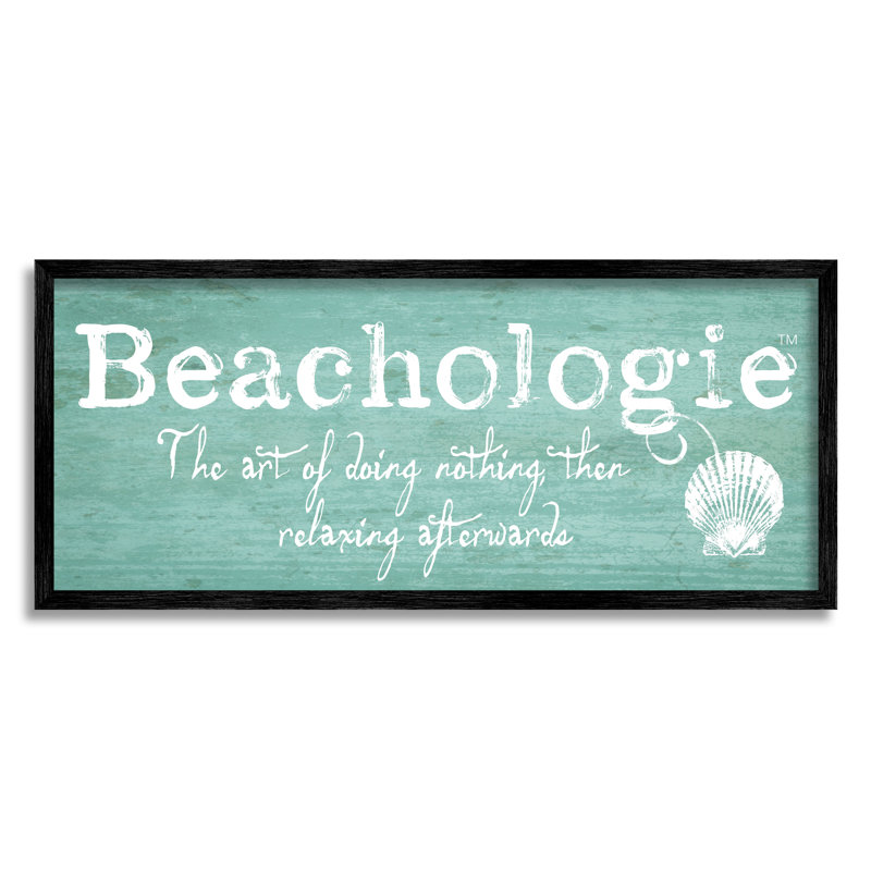 Enseigne patinée Beachologie, Giclée encadrée noir minuit, H 13 po x l 30 po x P 1,5 po