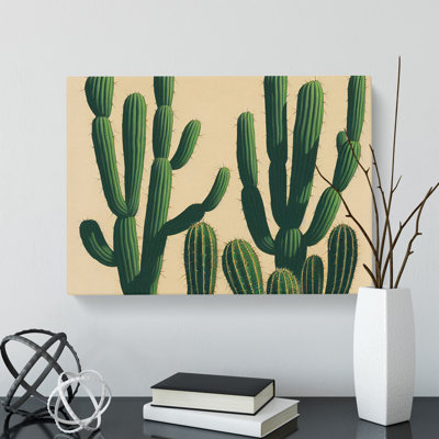 A Contemporary Cactus - Wrapped Canvas Painting
