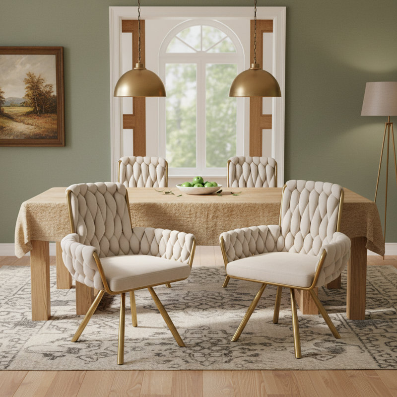 Chaises de salle à manger pivotantes en velours Vmolara, 2, Beige