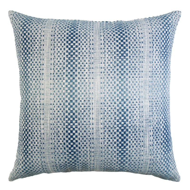 Stacatto Striped Outdoor Reversible Throw Pillow, 18" x 18", Navy