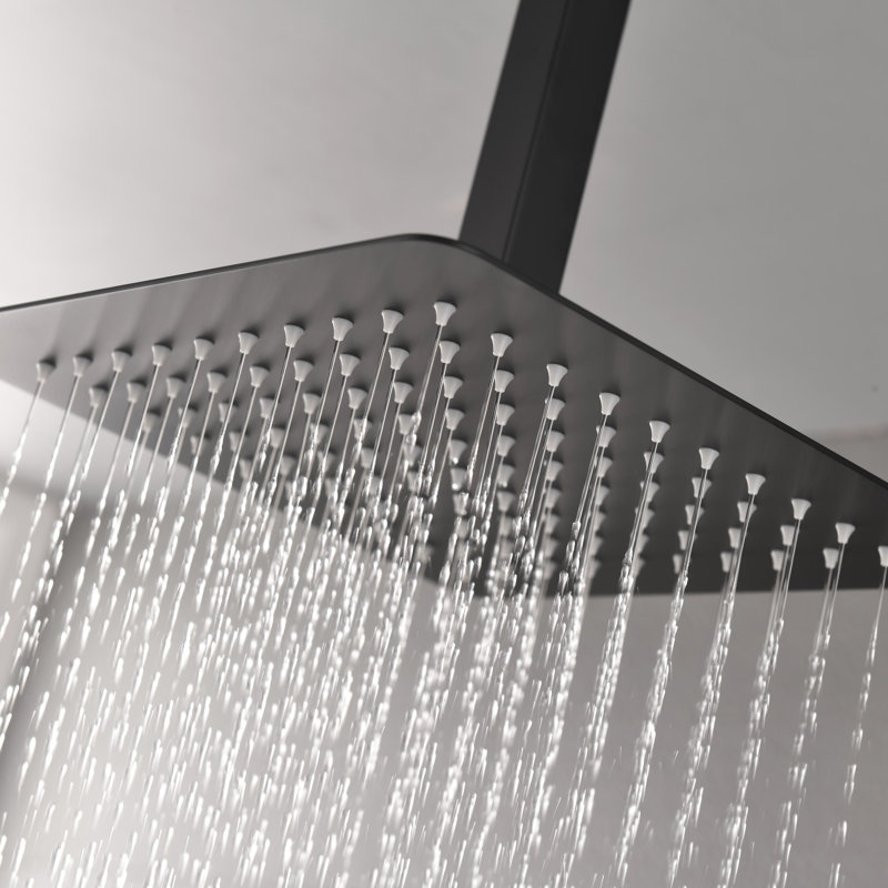 10 Inch Bathroom Luxury High Pressure Waterfall Rain Shower Head, Matte Black