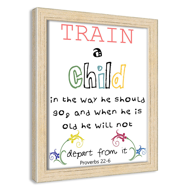 «Train a Chile Train a Child», impression sur papier, H 10 po x l 8 po x P 1,18 po, Encadré de boîte beige