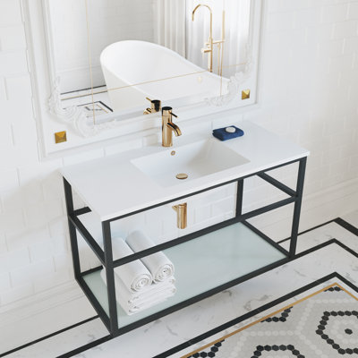 Meuble-lavabo simple 36 po avec tablette ouverte Pierre