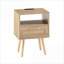 Table basse moderne en rotin naturel avec Power & amp; USB, pieds en bois massif pour le salon-56540953