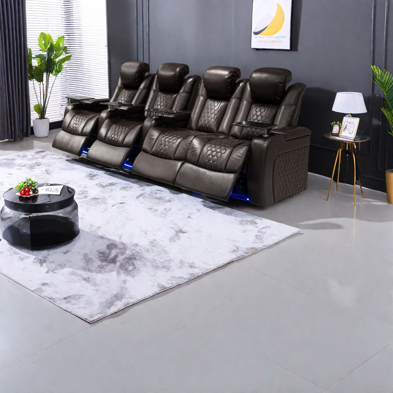 Adjustable Power Recliner With Smart Storage, Premium Leather, Modern Design For Home Entertainment