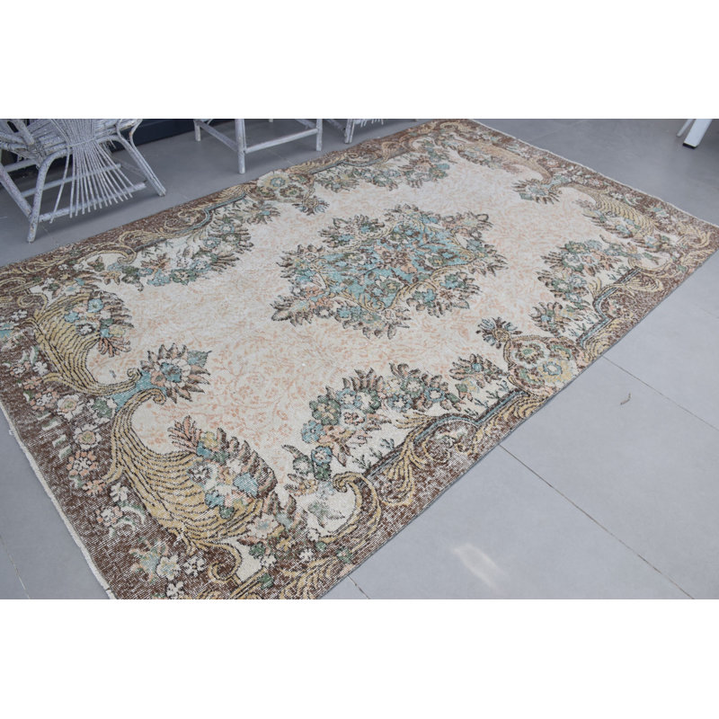 Grand tapis turc anatolien rétro bleu vif pour le décor du salon et de la chambre à coucher