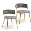 Ensemble de chaises de salle à manger rembourrées en velours 2 pièces Christal avec dossier incurvé tressé et pieds en métal Christal-88086802