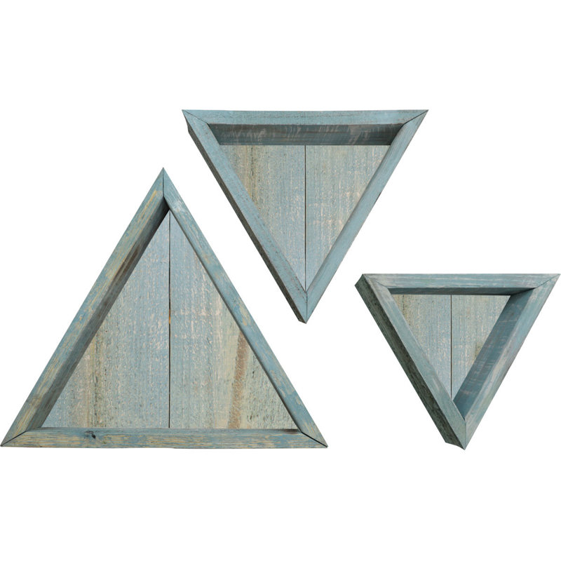 Triangle Accent Shelf with Adjustable Shelves, Driftwood Blue