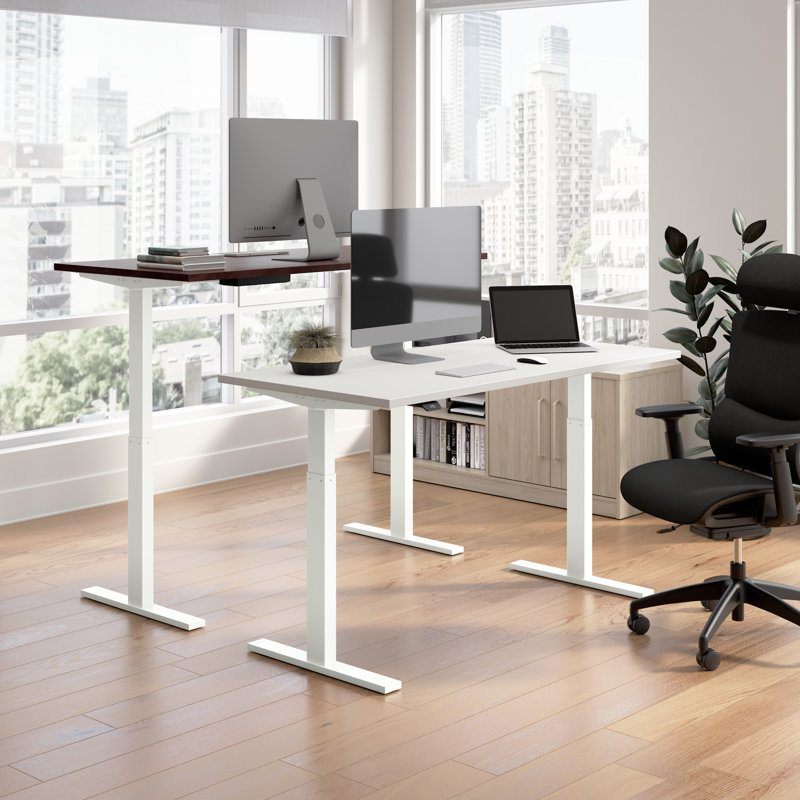 Bush Business Furniture Move 60 Series Electric Height Adjustable Standing Desk, 27" H x 59.5" W x 29.4" D, White