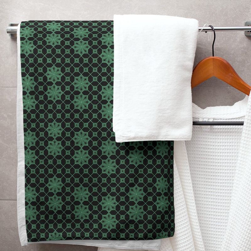 Katelyn Elizabeth Cotton Blend Bath Towel, Green/Black