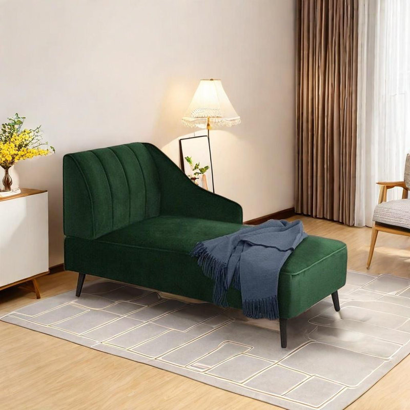 Chaise longue en tissu de qualité supérieure, Orienté à gauche (vu de face), Vert