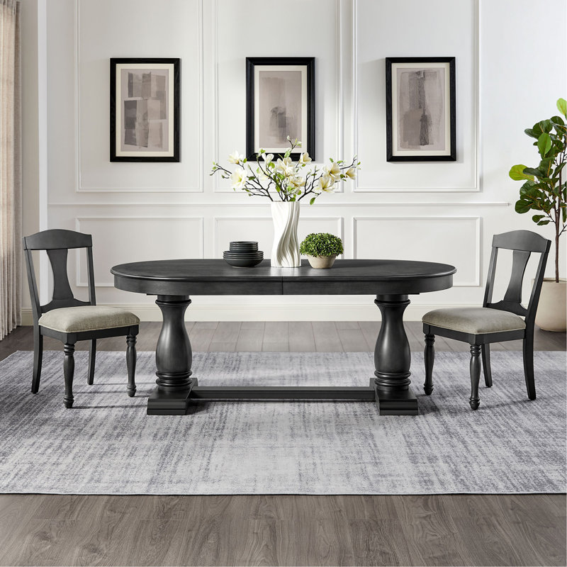 Table de salle à manger extensible 94,06 "Mid-Century Modern pour 6 personnes, Chêne foncé