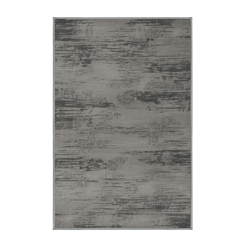 Machine Washable Abstract Gray Area Rug